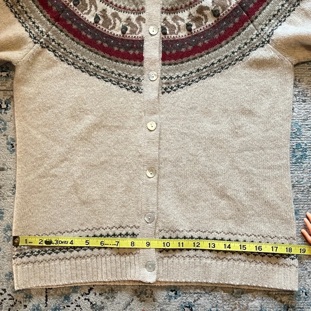 Appleseed’s Squirrel Fair Isle Wool Cardigan Sweater - Picture 9 of 17
